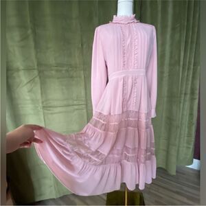 Ellie Makir Elegant Pink Ruffled Dress, L